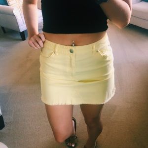 Yellow denim skirt